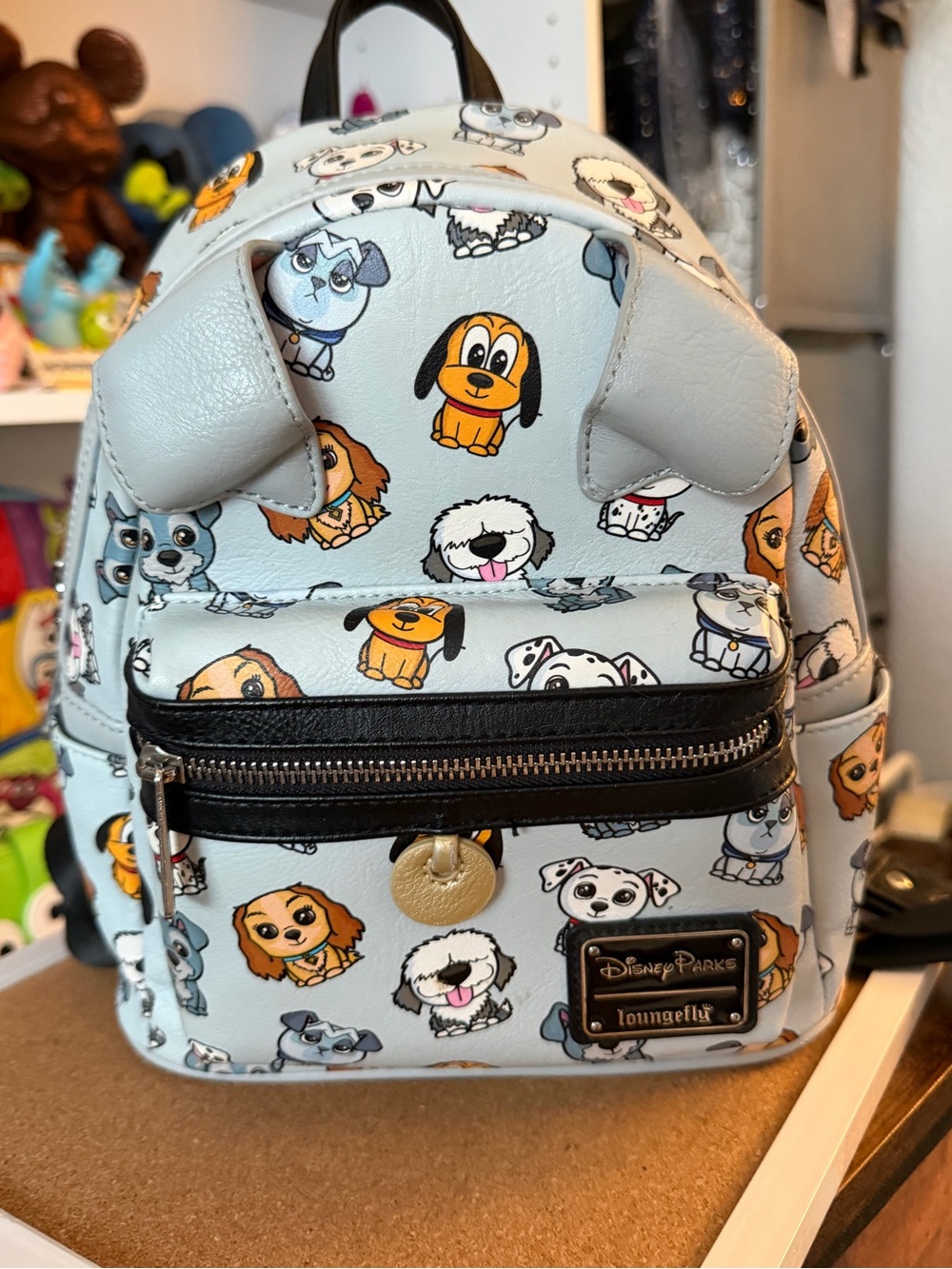 Loungefly Light Blue Disney Dogs Mini Backpack with Ear Accents